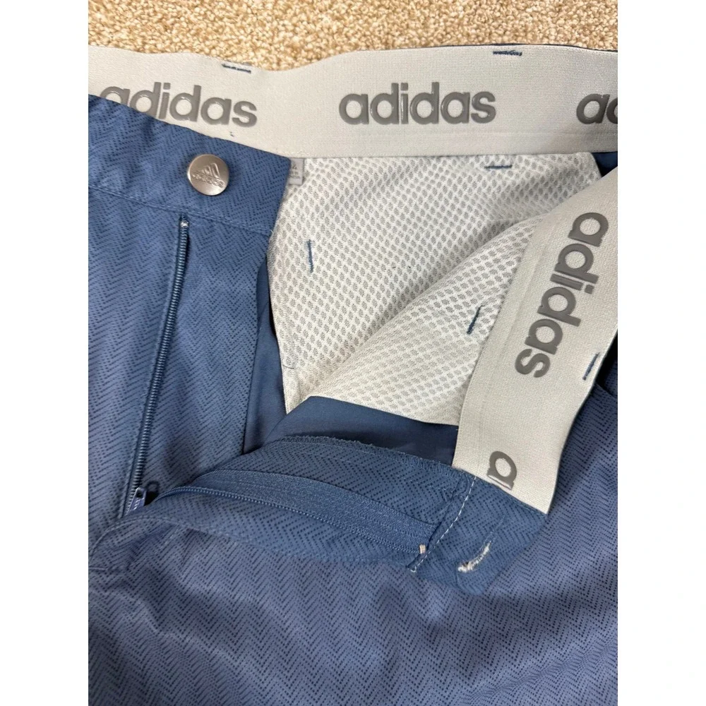 Adidas Ultimate365 Mens Golf Shorts Blue Chevron Herringbone 34 Stretch Preppy